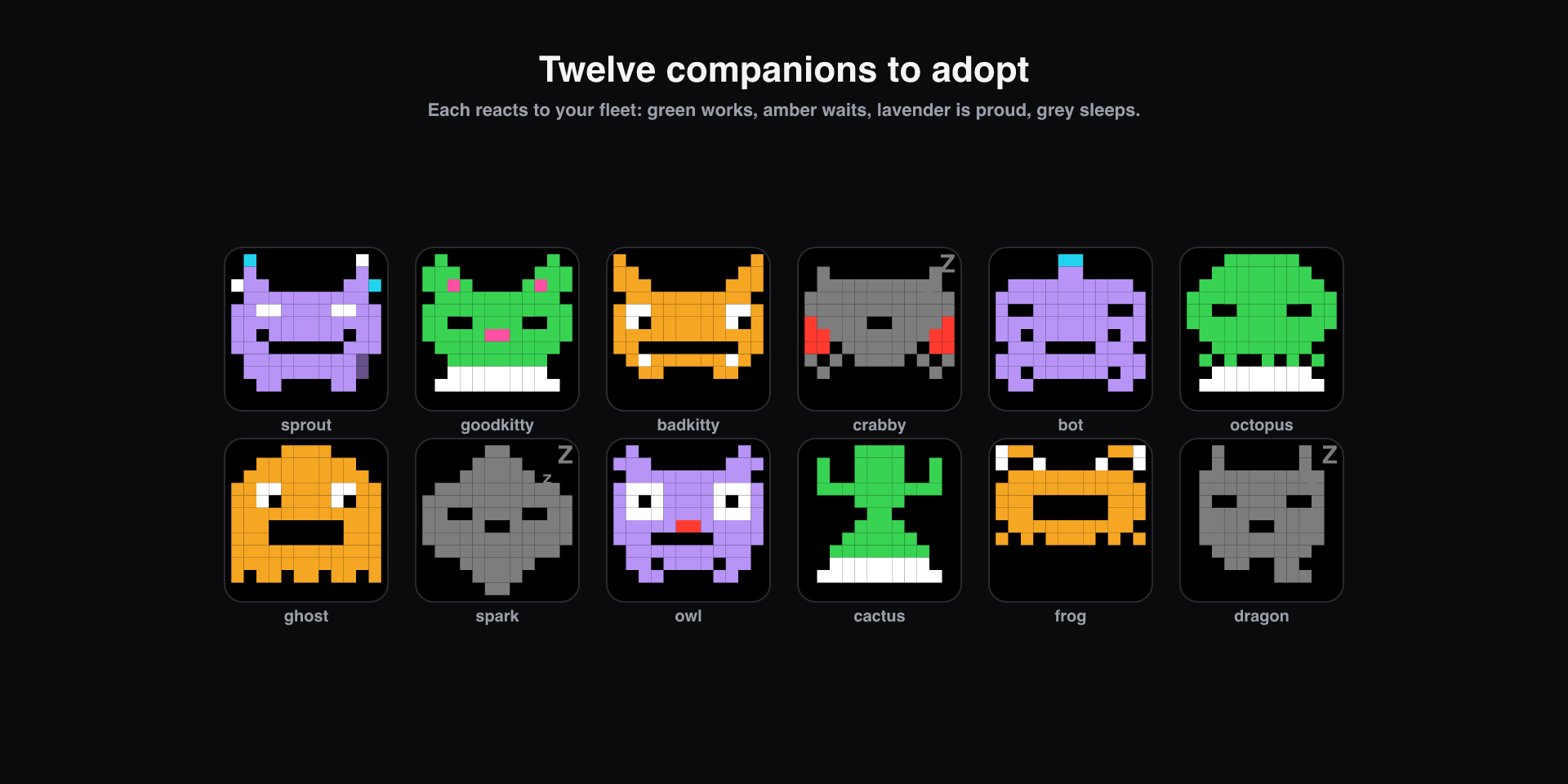 Twelve companions to adopt